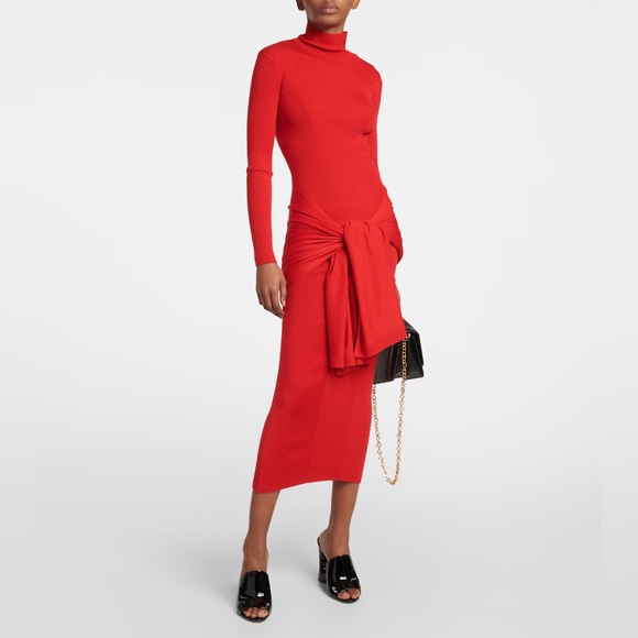 Alaia Dresses & Skirts - New Alaia red cashmere silk midi dress